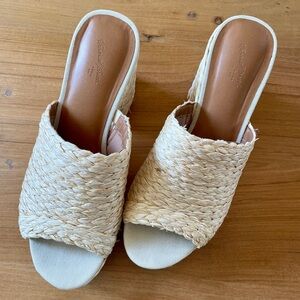 Women's Universal Thread Nessa Platform Mule Heels - Raffia Natural Size 9